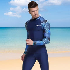 Fortitude Sports Long Sleeve Rash Vest for Men | UPF 50+ UV Protection, Mens Compression Top for Watersports and Swimming