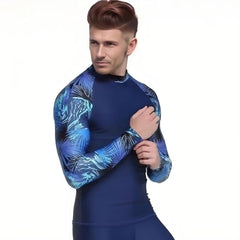 Fortitude Sports Long Sleeve Rash Vest for Men | UPF 50+ UV Protection, Mens Compression Top for Watersports and Swimming