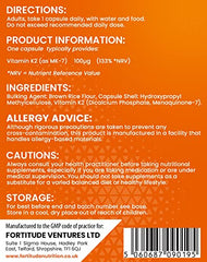 Fortitude Nutrition Vitamin K2 MK7 100mcg 120 Vegan Capsules